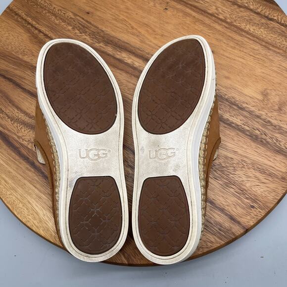 UGG Caleel Flat Mule Shoes Womens Size 8.5 Slip On Brown Leather Casual Comfort - Picture 7 of 8